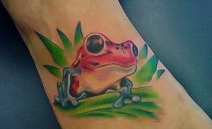 Red-and-green-frog-tattoo-design